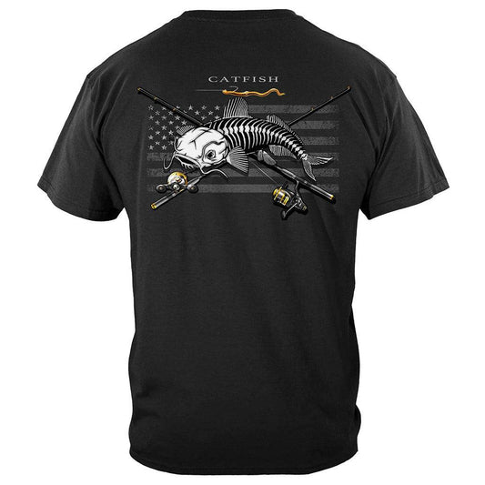 United States Black Flag Patriotic Catfish Premium T-Shirt - Military Republic