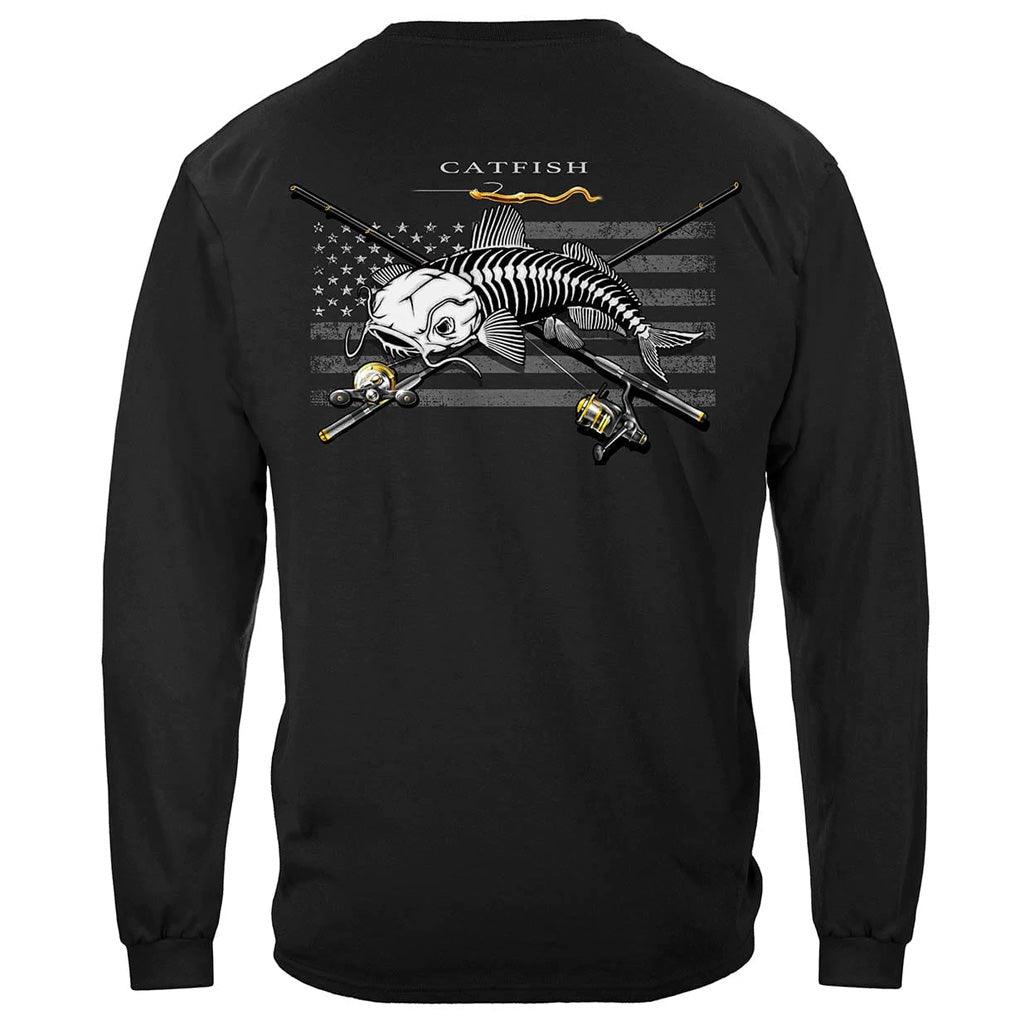 United States Black Flag Patriotic Catfish Premium Long Sleeve - Military Republic