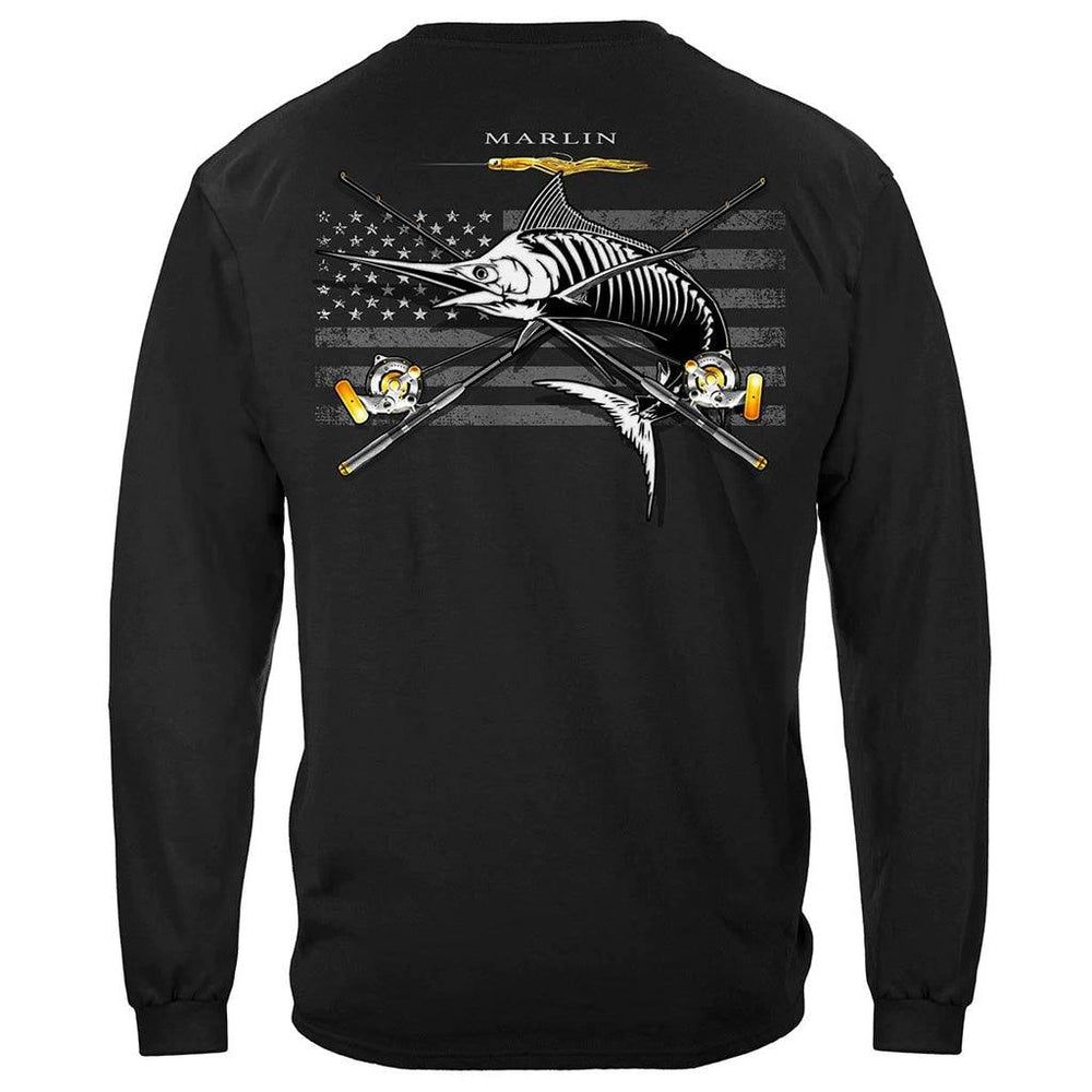 United States Black Flag Patriotic Marlin Premium Long Sleeve - Military Republic