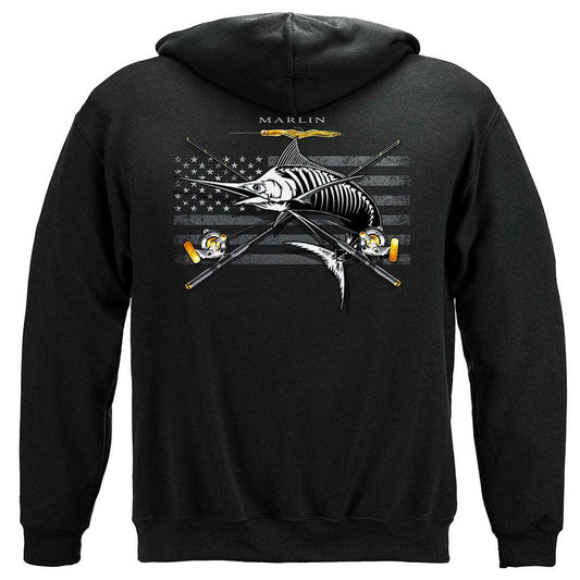 States Black Flag Patriotic Marlin Premium Hoodie - Military Republic