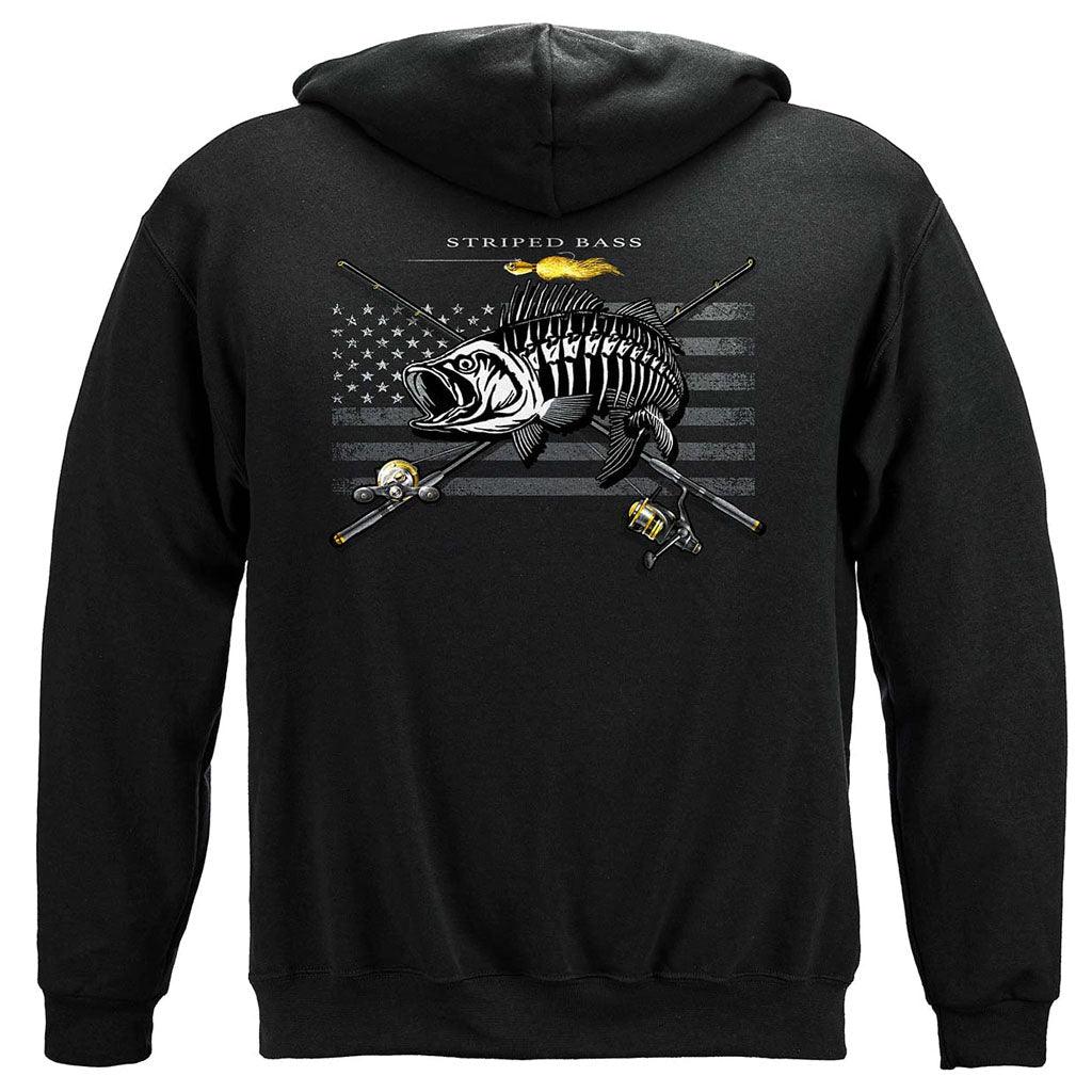 United States Black Flag Patriotic Striped Bass Premium Hoodie