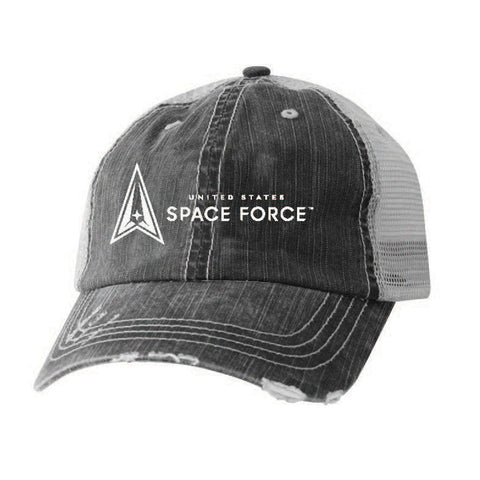 U.S Space Force Logo on Black Mesh Ball Cap - Military Republic