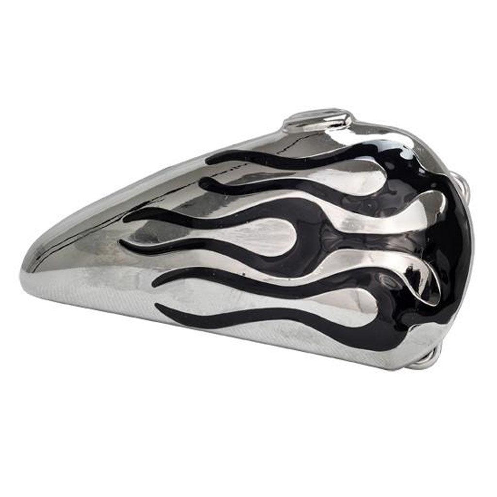 Black Flames Silver Motorcycle Gas Tank Belt Buckle - Military Republic