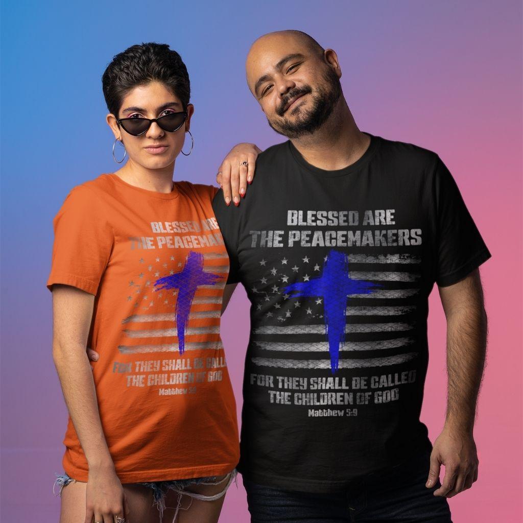 Blessed Are The Peace Makers Thin Blue Line T-shirt - Military Republic