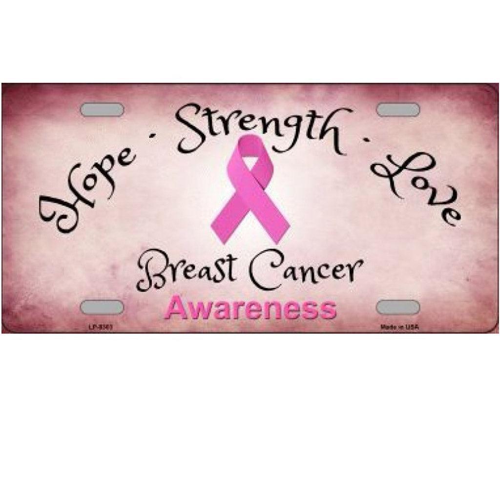 Breast Cancer Awareness Ribbon Metal License Plate - Military Republic