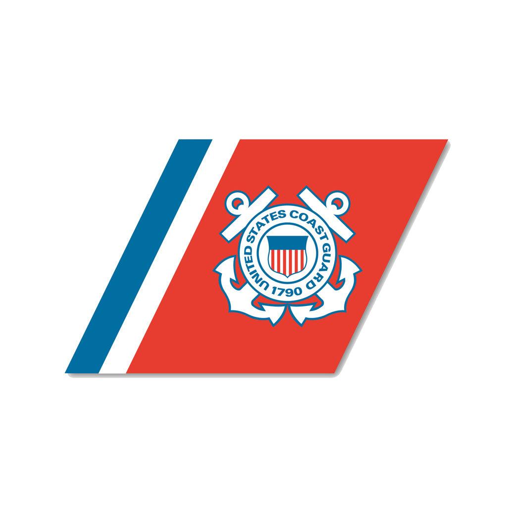 United States Coast Guard Racing Stripe Logo Sticker (5.88" x 3.58") - Military Republic