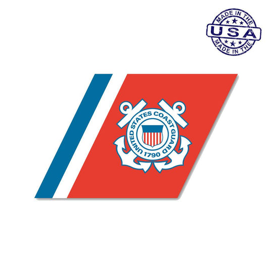 United States Coast Guard Racing Stripe Logo Sticker (5.88" x 3.58") - Military Republic