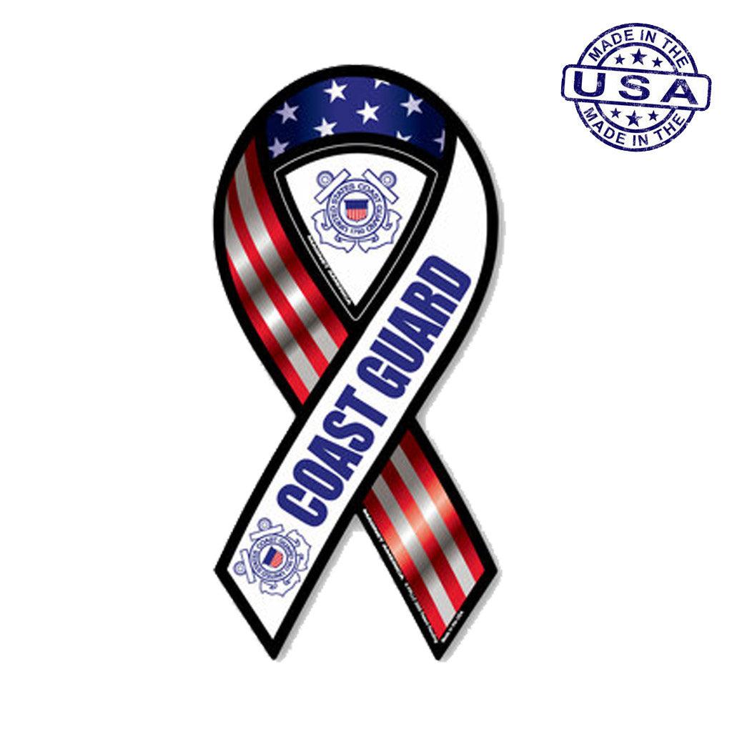 United States Coast Guard Red, White and Blue Ribbon Magnet (3.88" x 8") - Military Republic