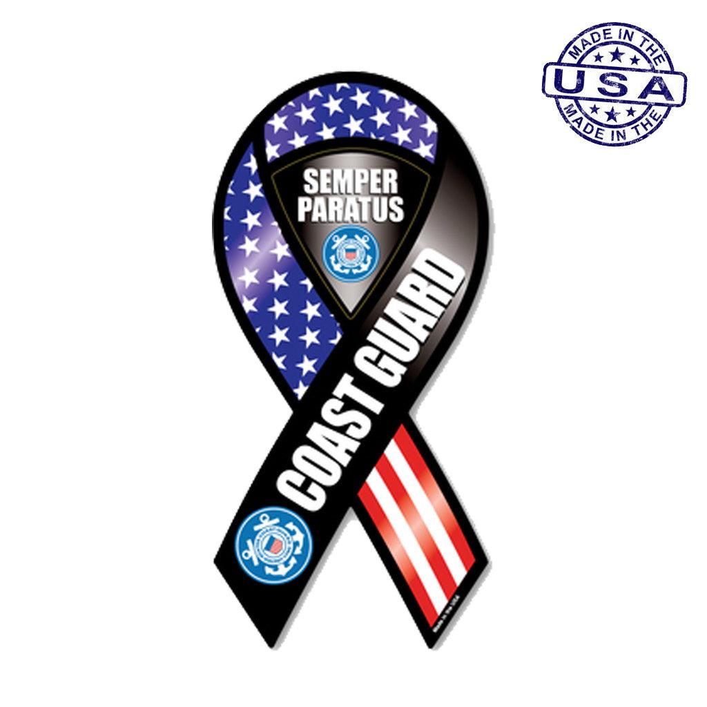 United States Coast Guard Semper Paratus Ribbon Magnet (3.88" x 8") - Military Republic
