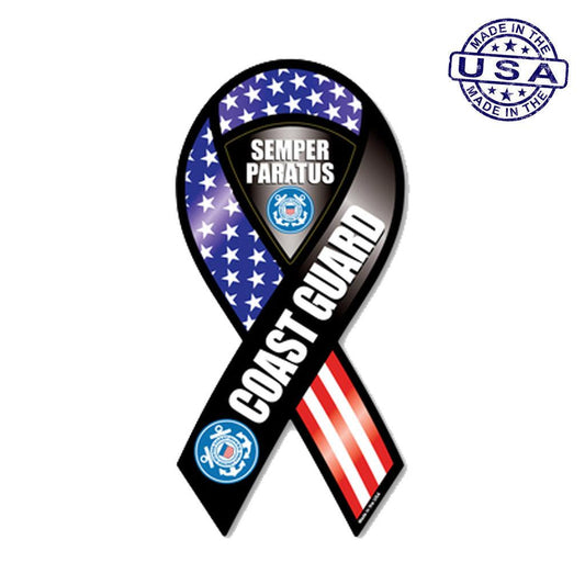 United States Coast Guard Semper Paratus Ribbon Magnet (3.88" x 8") - Military Republic