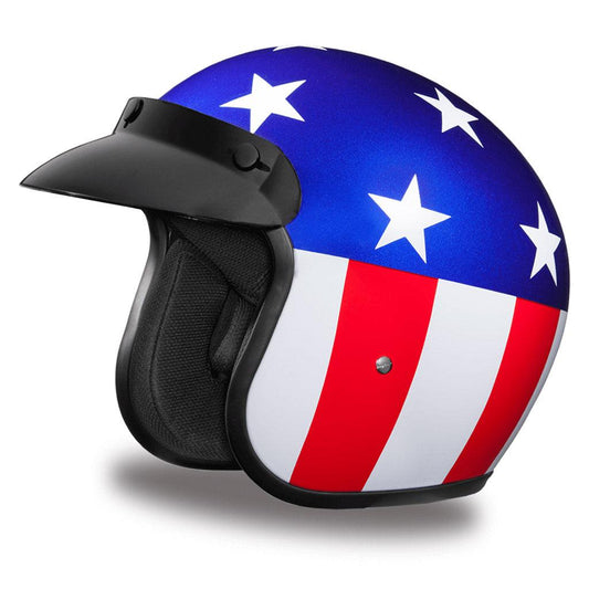 Captain America Patriotic 3/4 Shell Motorcycle Helmet - Military Republic