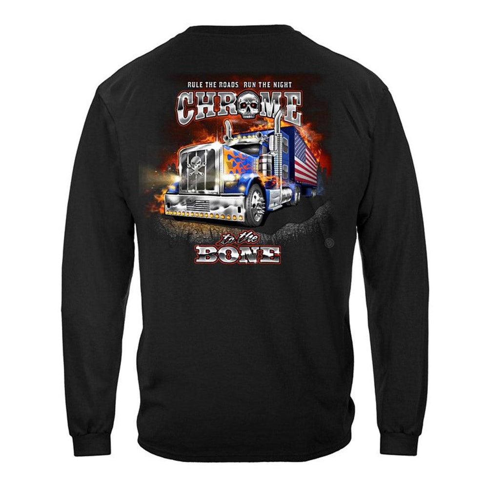 Chrome to The Bone American Night Train Trucker Long Sleeves - Military Republic