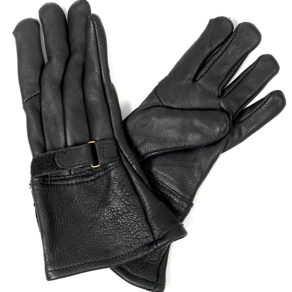 Classic Deerskin Motorcycle Gauntlet Gloves - Military Republic