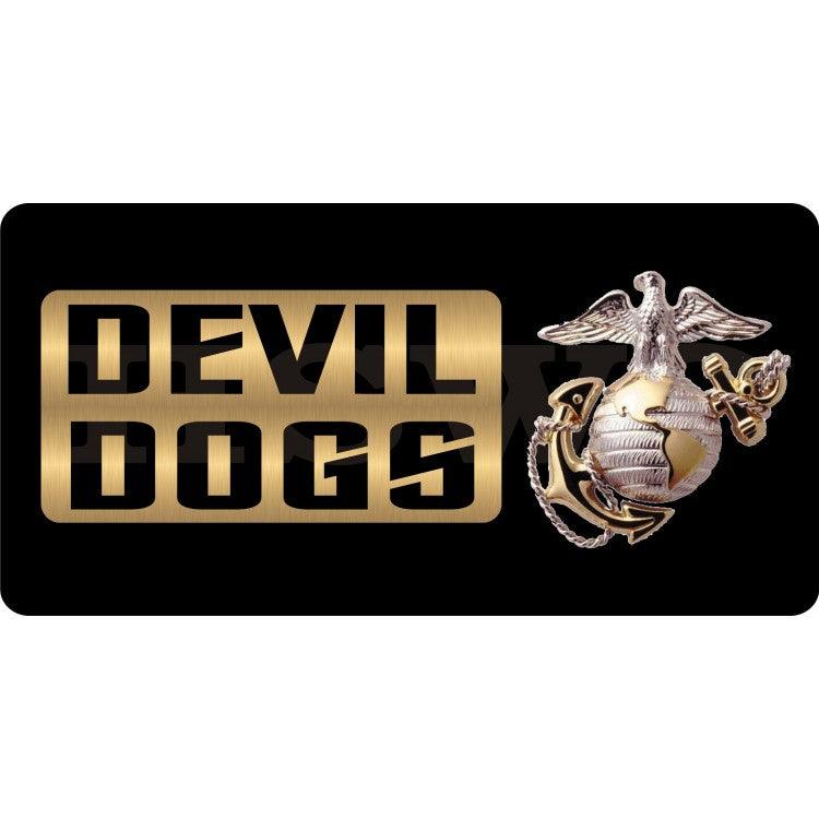 Devil Dogs Black Photo License Plate - Military Republic