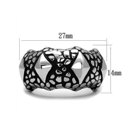 Dino Scale Stainless Steel High polished (no plating) Men Epoxy Jet Ring - Military Republic
