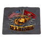 Double Flag Gold Glob Marine Corps Coaster Black - Military Republic