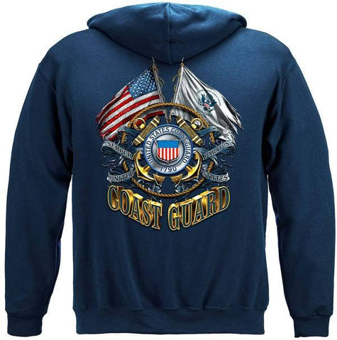 Double Flag Coast Guard Premium Hoodie - Military Republic