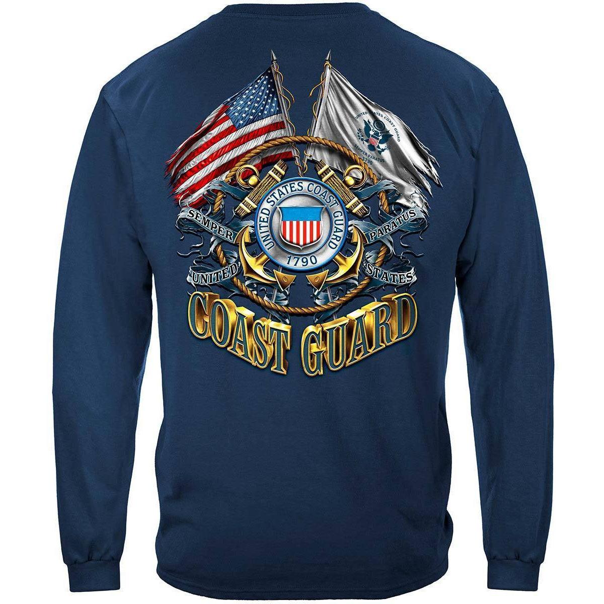 Double Flag Coast Guard Premium Long Sleeves - Military Republic