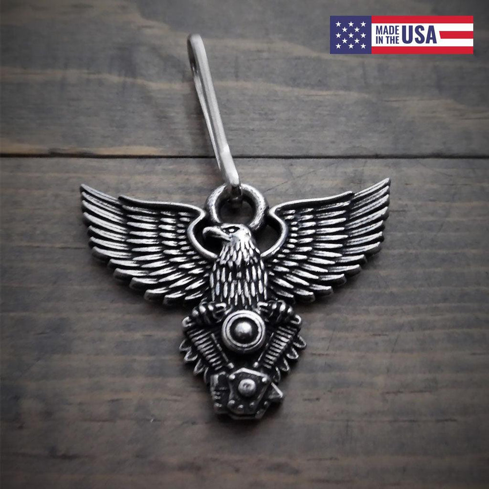 Eagle V-Twin Motorcycle Guardian Zipper Pull - Military Republic