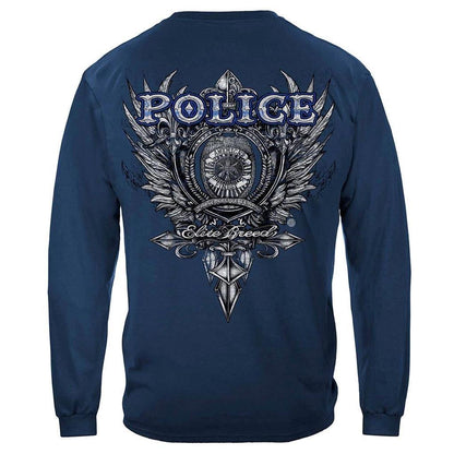 United States Elite Breed Police Crest Silver Foil Premium Long Sleeve - Military Republic