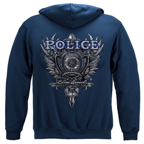 United States Elite Breed Police Crest Silver Foil Premium Hoodie - Military Republic