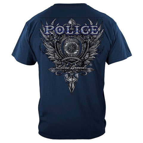 United States Elite Breed Police Crest Silver Foil Premium Long Sleeve - Military Republic