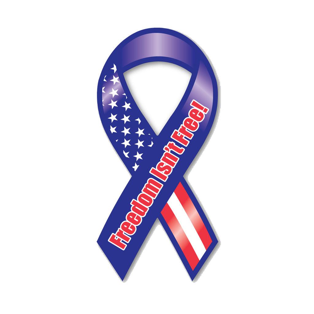 United States Patriotic Freedom isn't Free Red, White & Blue Ribbon Magnet (3.88" x 8") - Military Republic