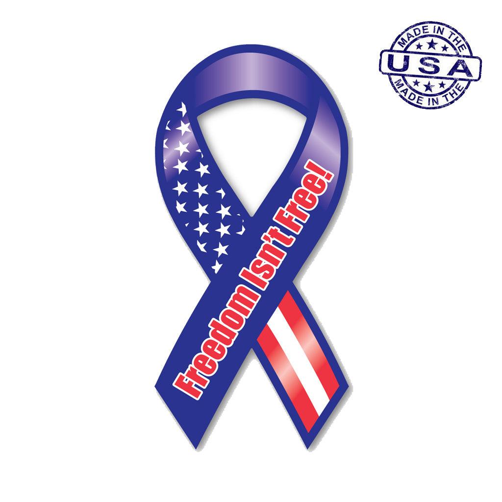 United States Patriotic Freedom isn't Free Red, White & Blue Ribbon Magnet (3.88" x 8") - Military Republic
