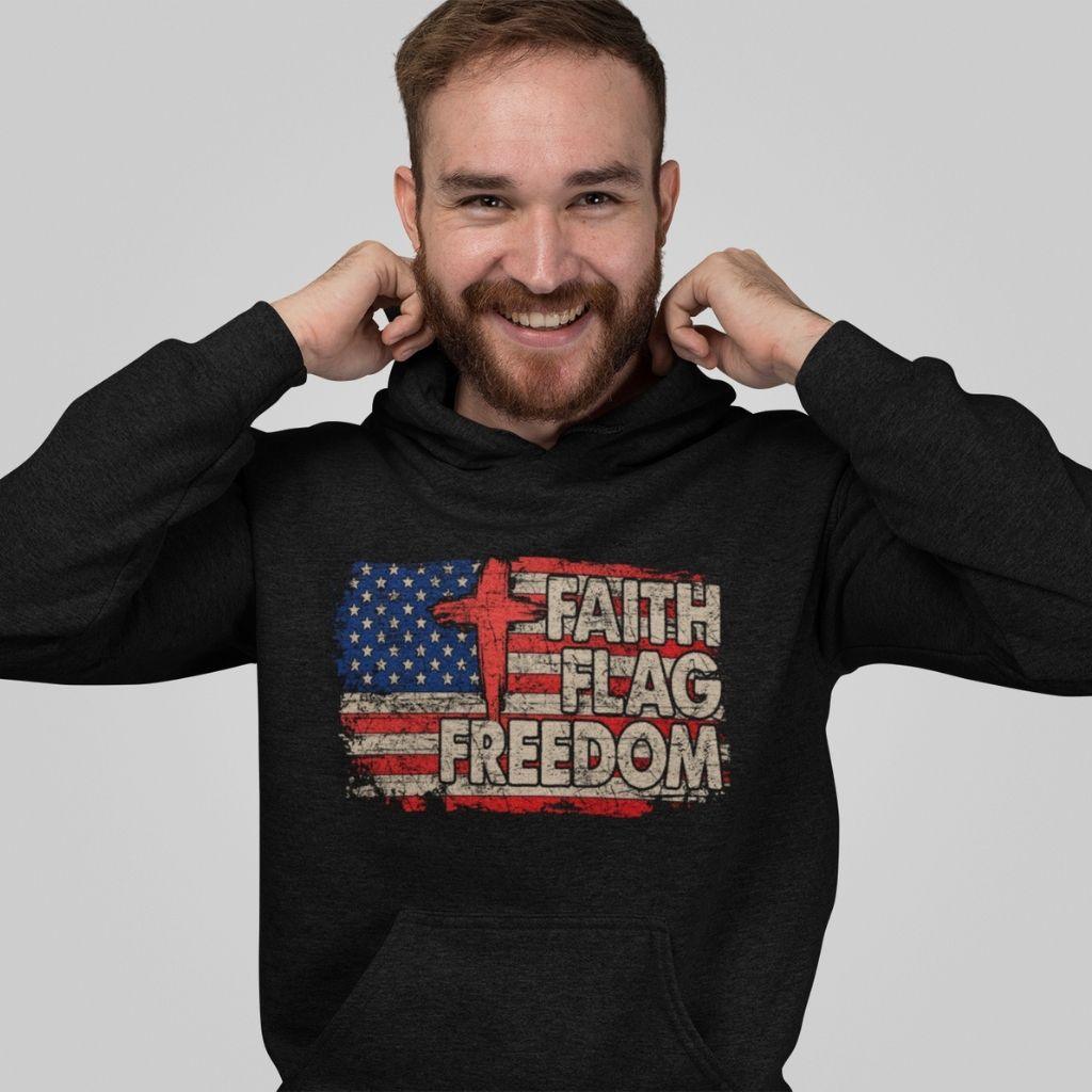 Faith Flag Freedom USA Flag Unisex Hoodie - Military Republic