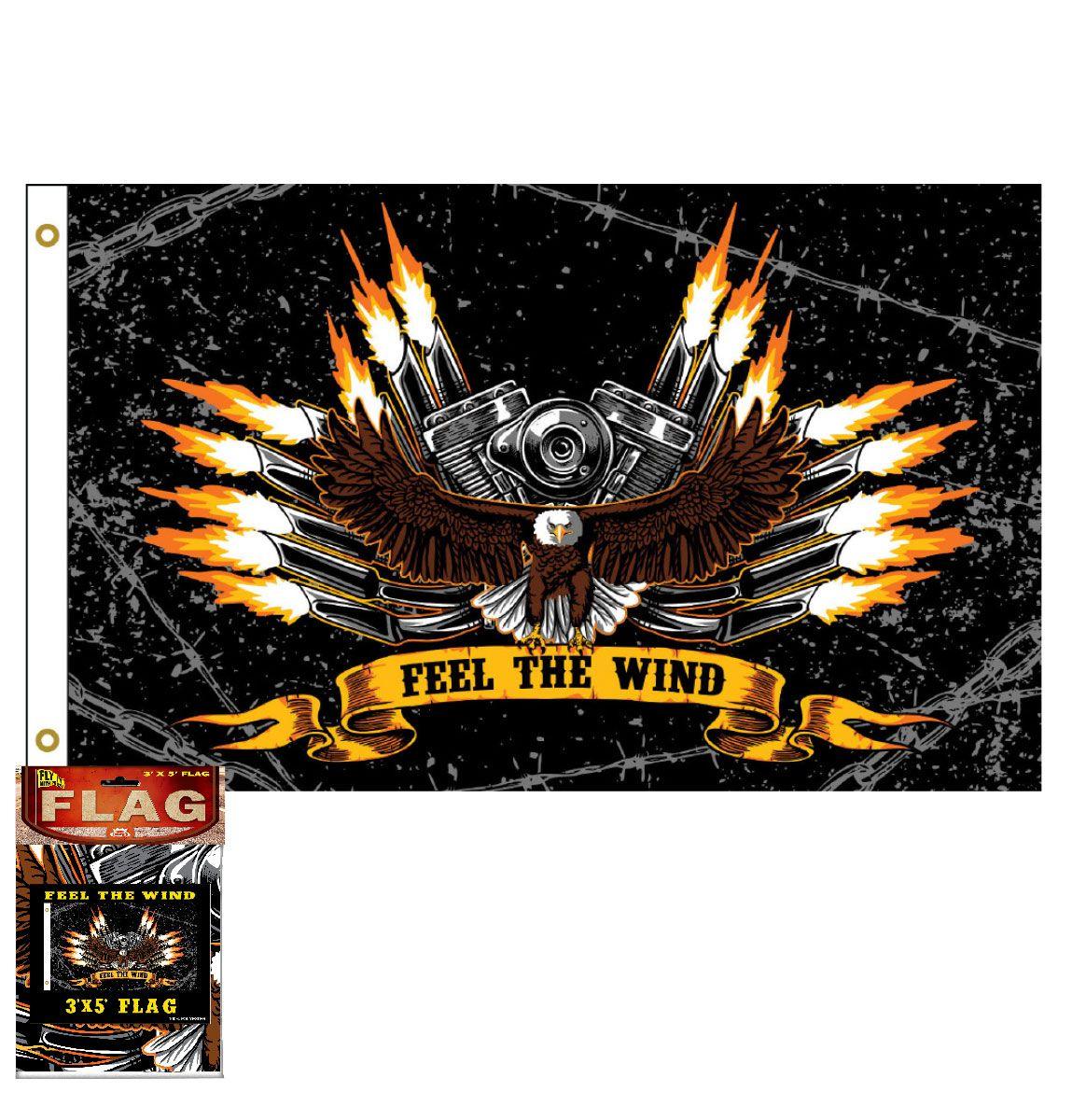 Feel The Wind Eagle 3' x 5 ' Polyester Biker Flag - Military Republic