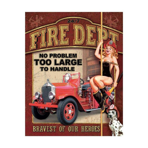 Fire Department-No Problem Tin Sign - Military Republic