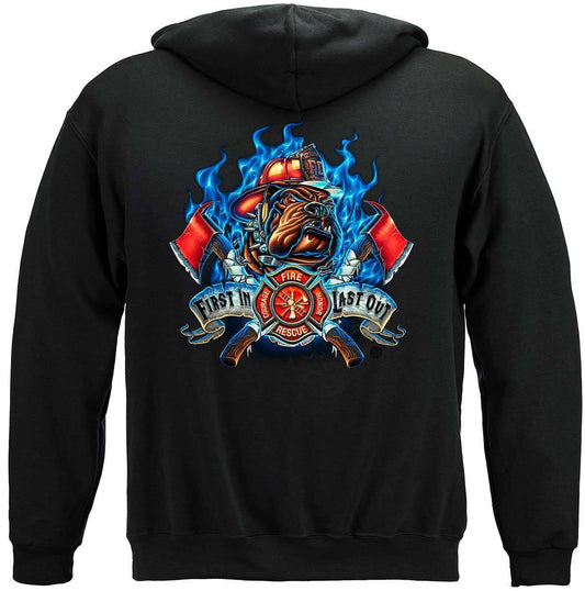 Fire Dog First In Last Out Firefighter Hoodie - Military Republic