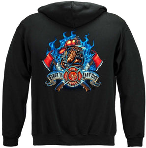 Fire Dog First In Last Out Firefighter Hoodie - Military Republic