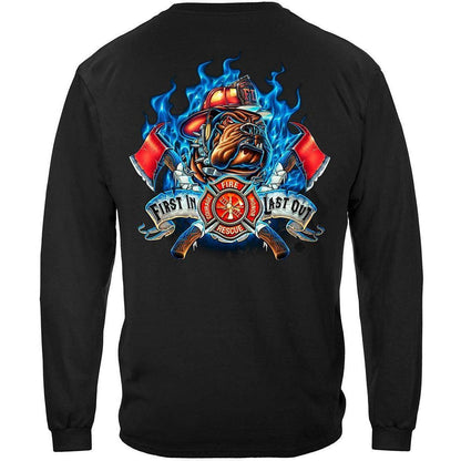 Fire Dog First In Last Out Firefighter T-Shirt - Military Republic