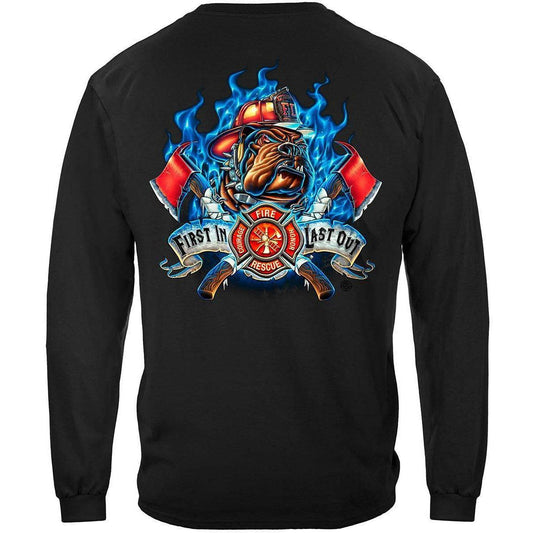 Fire Dog First In Last Out Firefighter Long Sleeve - Military Republic