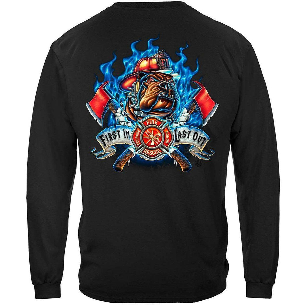 Fire Dog First In Last Out Firefighter Long Sleeve - Military Republic