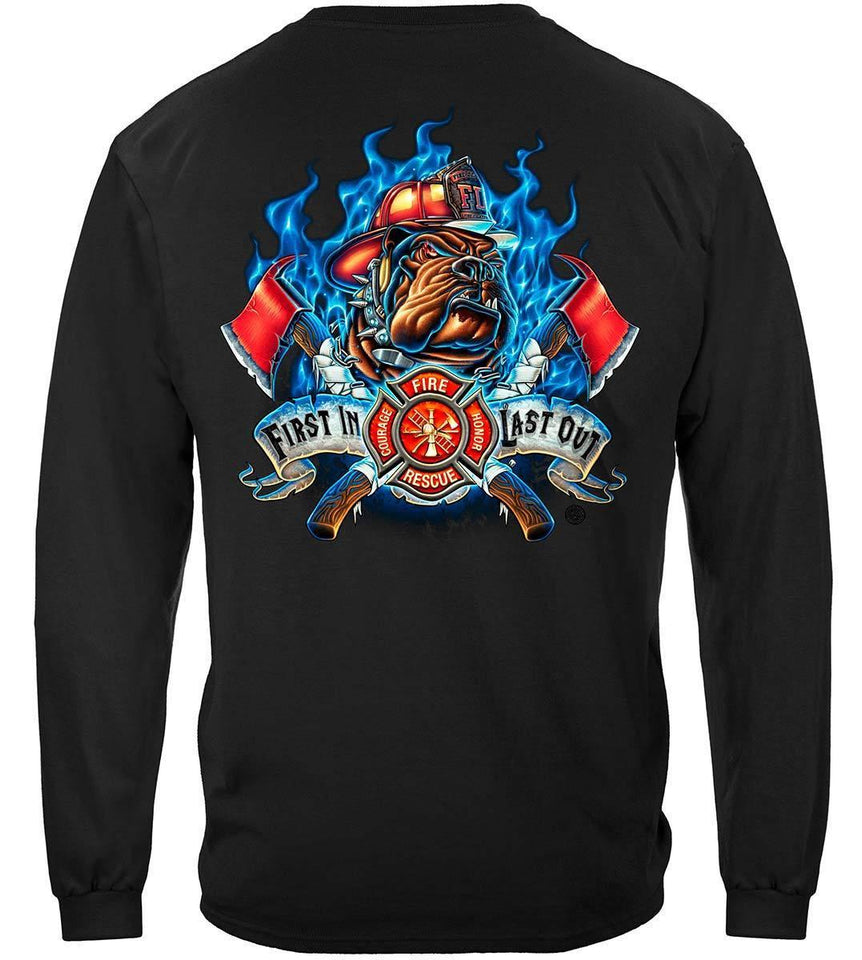 Fire Dog First In Last Out Firefighter Hoodie - Military Republic