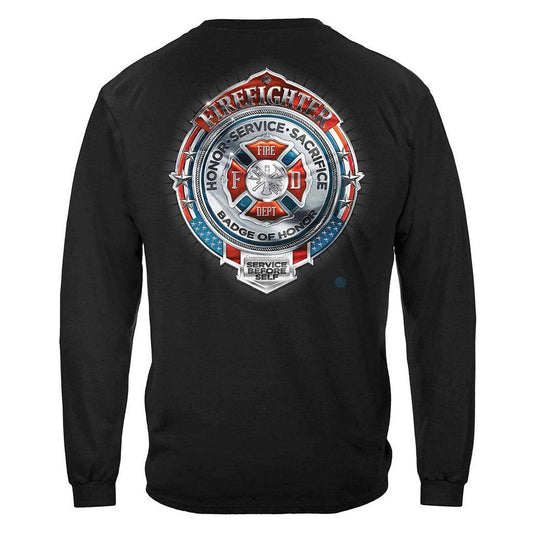 United States Fire Honor Service Sacrifice Chrome Badge Premium Long Sleeve - Military Republic