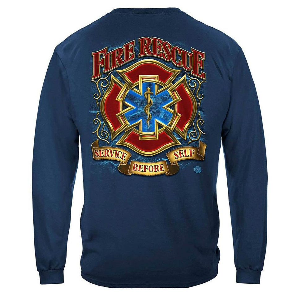 United States Fire Rescue Gold Shield Premium Long Sleeve - Military Republic