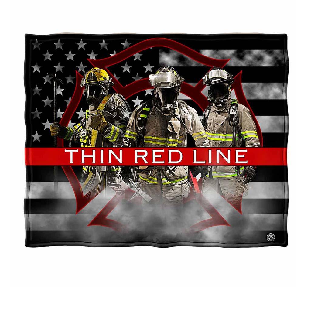 Firefighter Logo on American Flag Thin Red Line Blanket - Military Republic