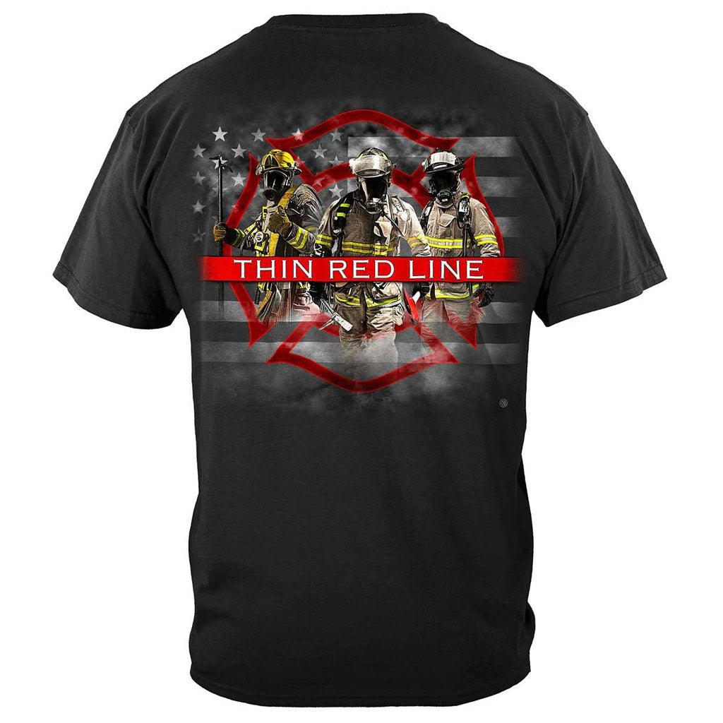 United States Firefighter American Flag Thin Red Line Premium T-Shirt - Military Republic