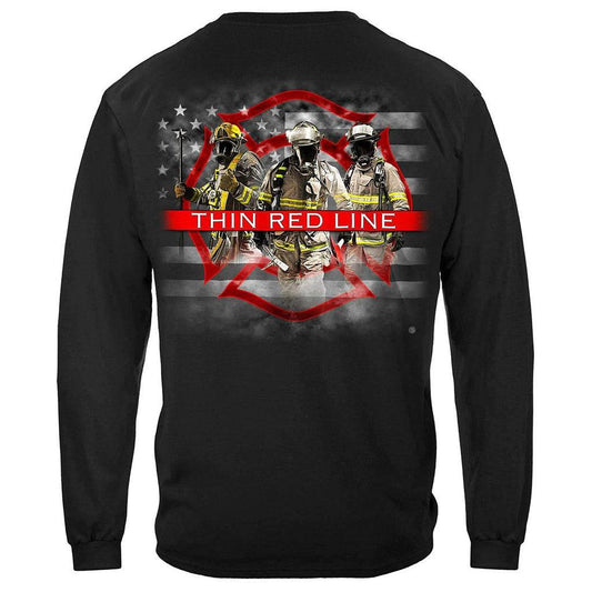 United States Firefighter American Flag Thin Red Line Premium Long Sleeve - Military Republic