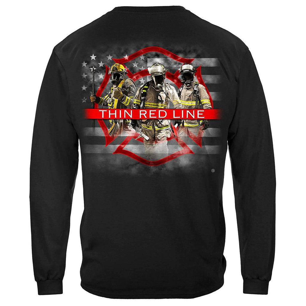 United States Firefighter American Flag Thin Red Line Premium Hoodie - Military Republic