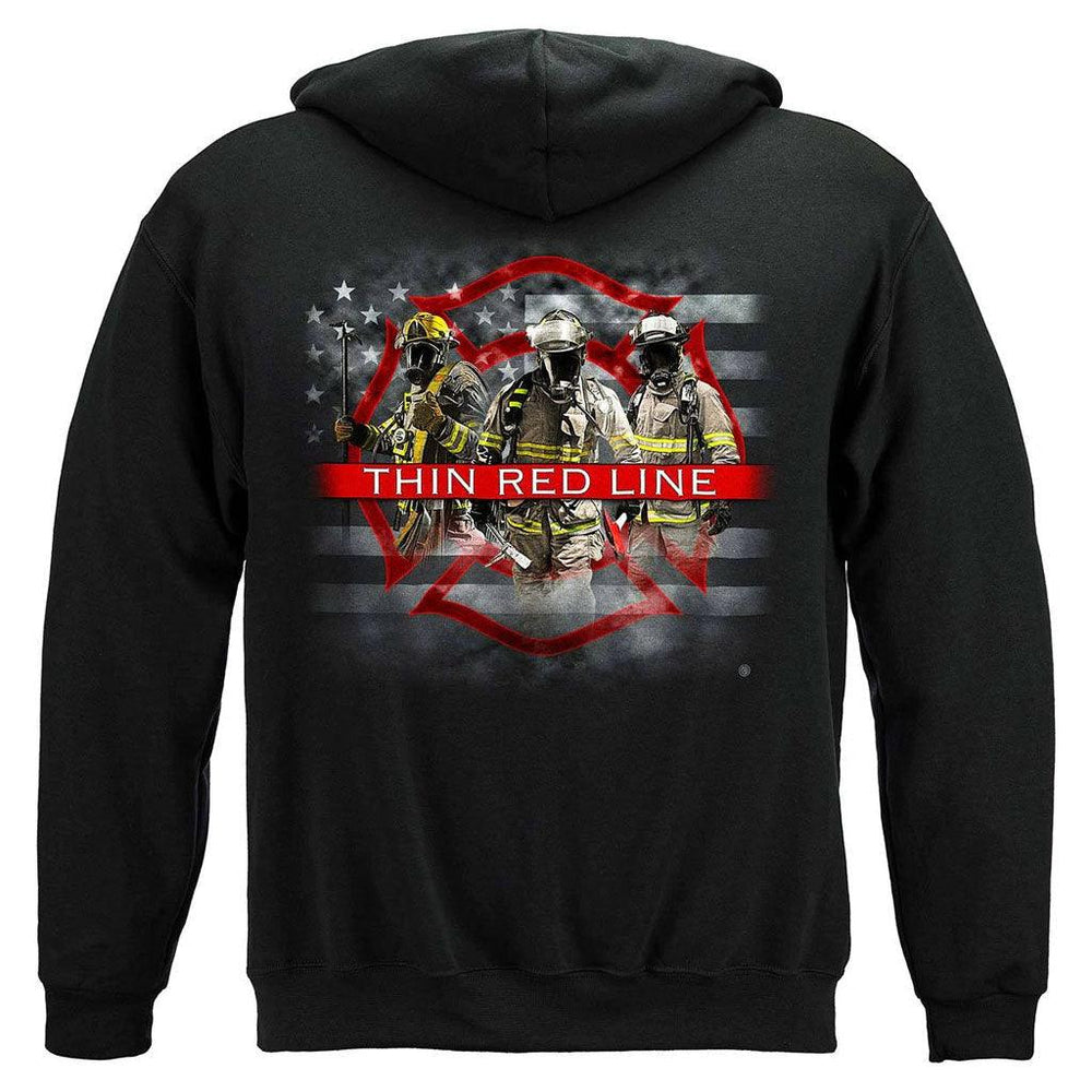 United States Firefighter American Flag Thin Red Line Premium Hoodie - Military Republic