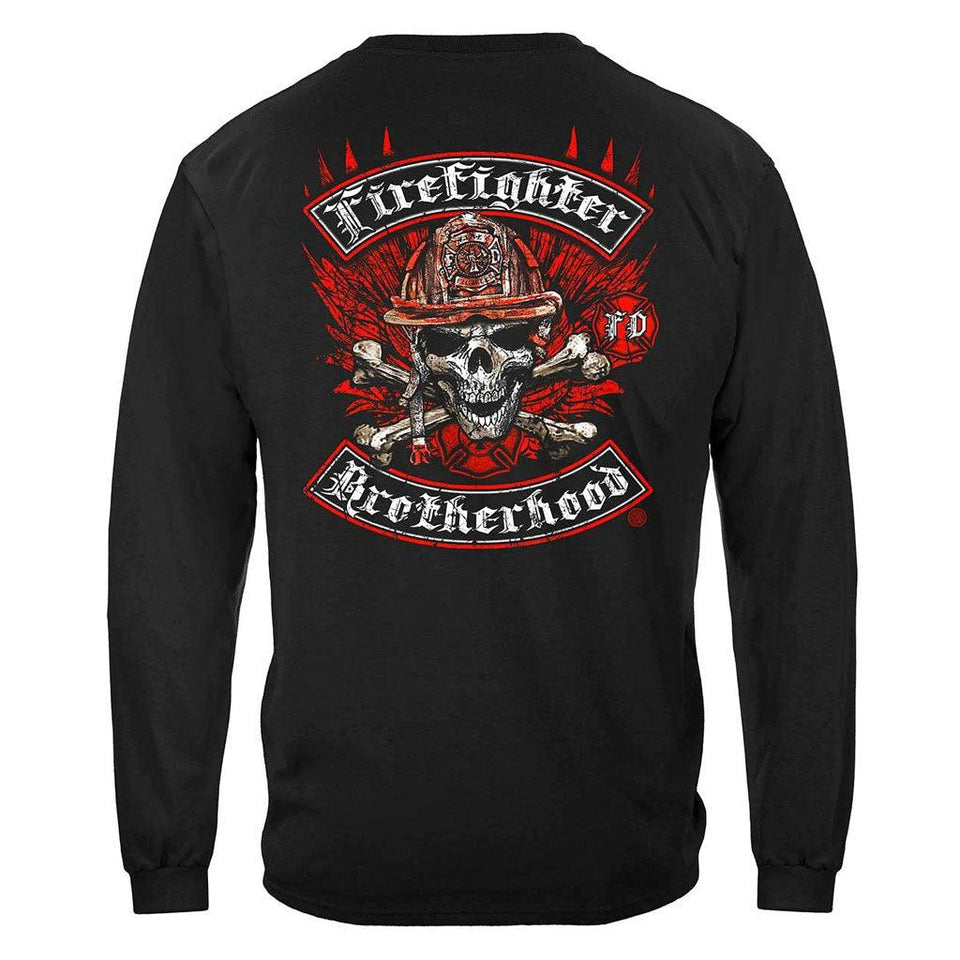 United States Firefighter Biker Cross Bones Premium Hoodie - Military Republic