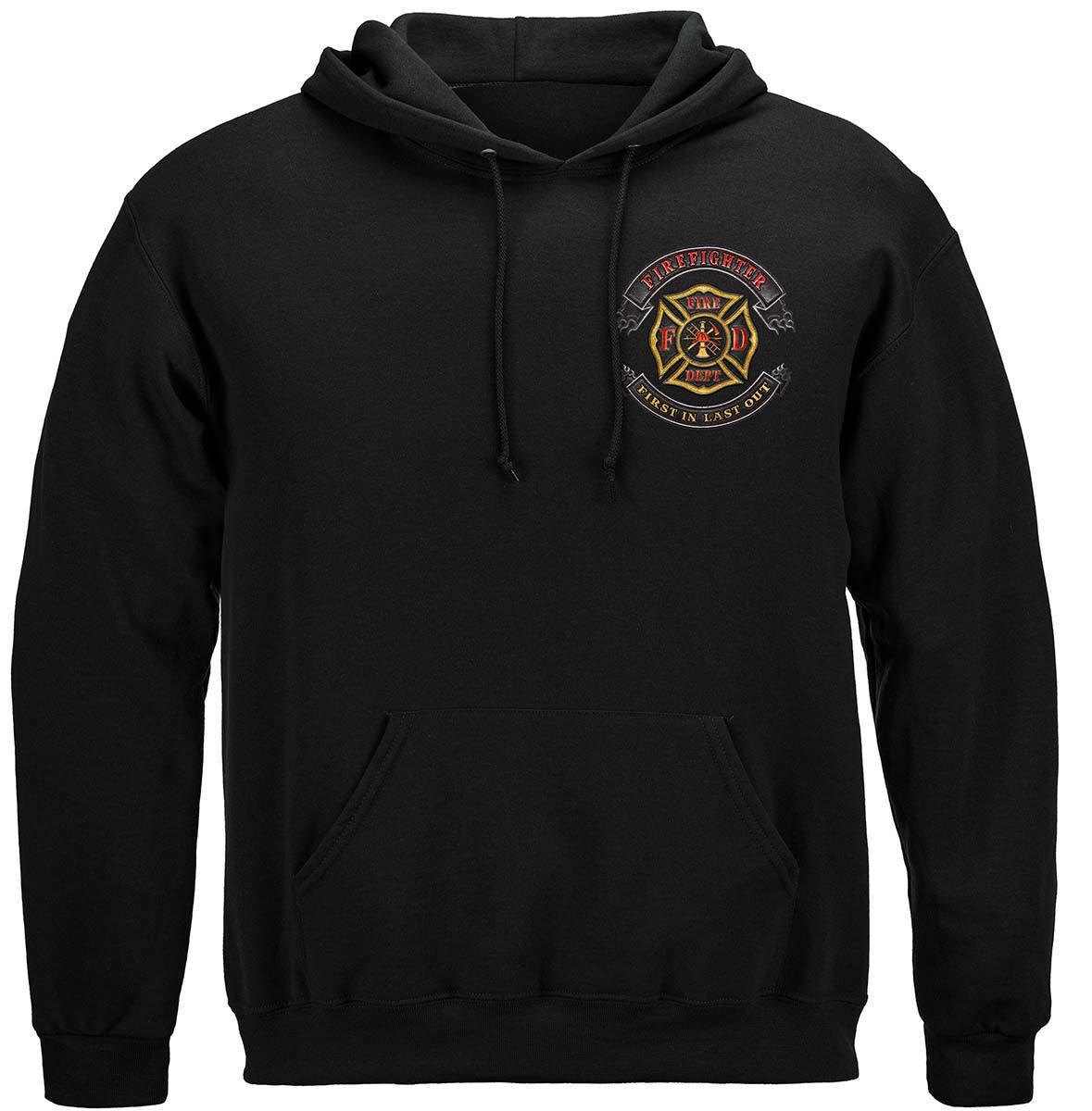 Firefighter Biker  First In Last Out Hoodie - Military Republic