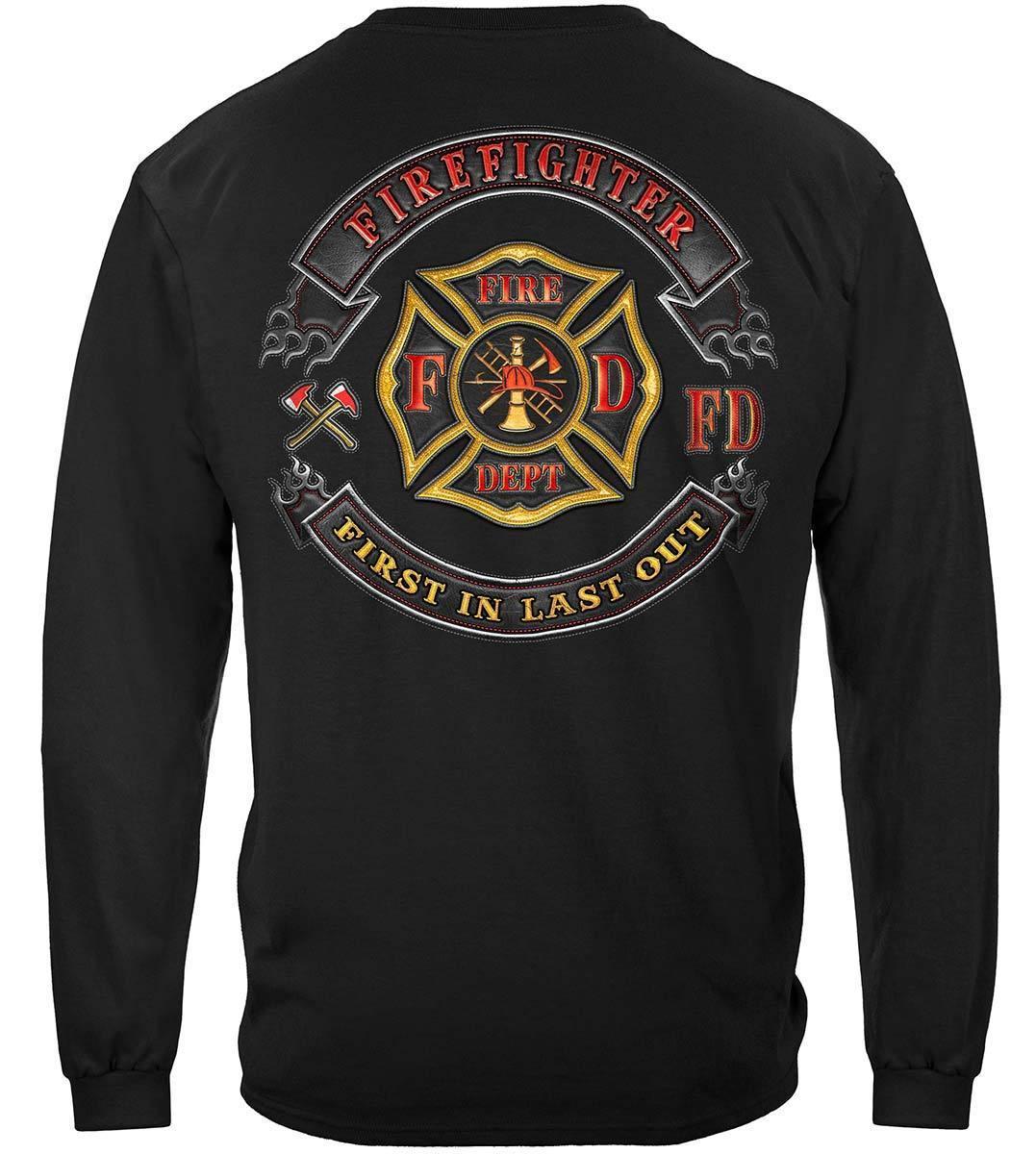 Firefighter Biker  First In Last Out Hoodie - Military Republic