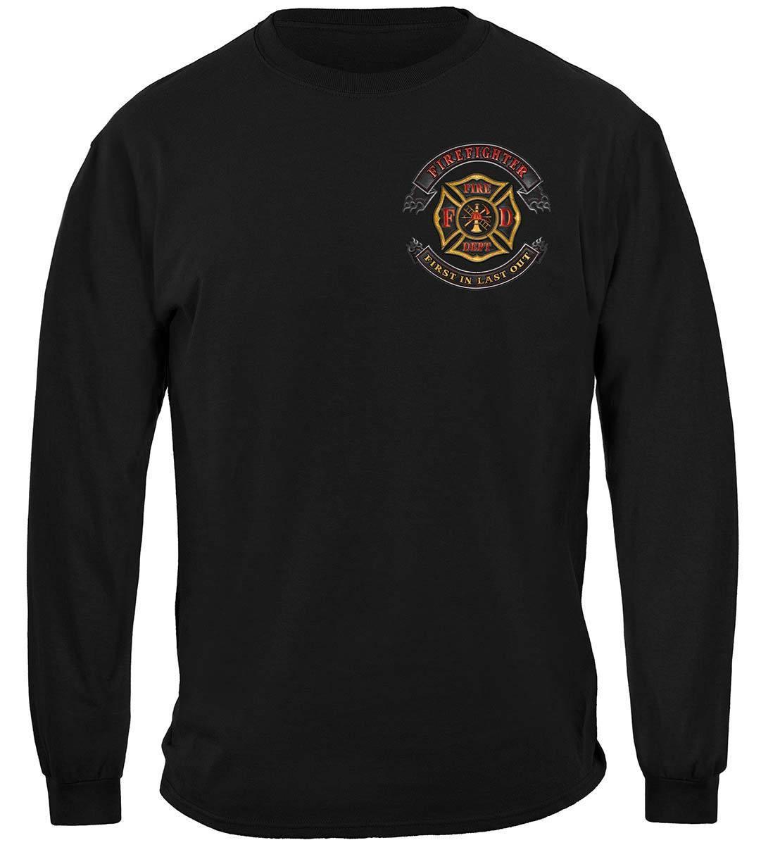 Firefighter Biker  First In Last Out Hoodie - Military Republic