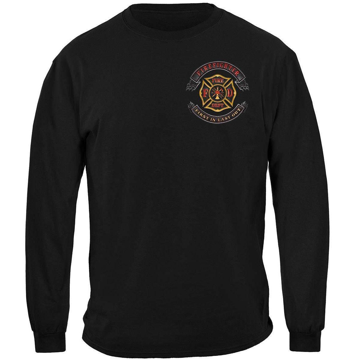 Firefighter Biker First In Last Out T-shirt - Military Republic