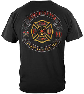 Firefighter Biker  First In Last Out Hoodie - Military Republic